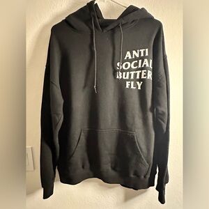 Assholes Live Forever Black Anti Social Butterfly Hoodie